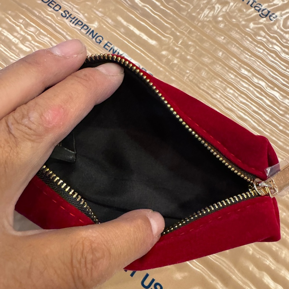 YSL Yves Saint Laurent Beauty Velvet Makeup Small Lip Bag ~ Burgundy - Picture 2 of 3